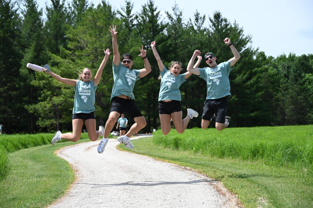 group jumping in the air